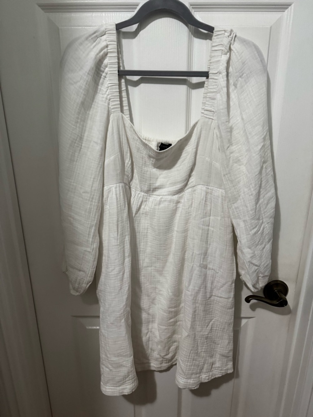 J. Crew White Puff-Sleeve Mini Dress